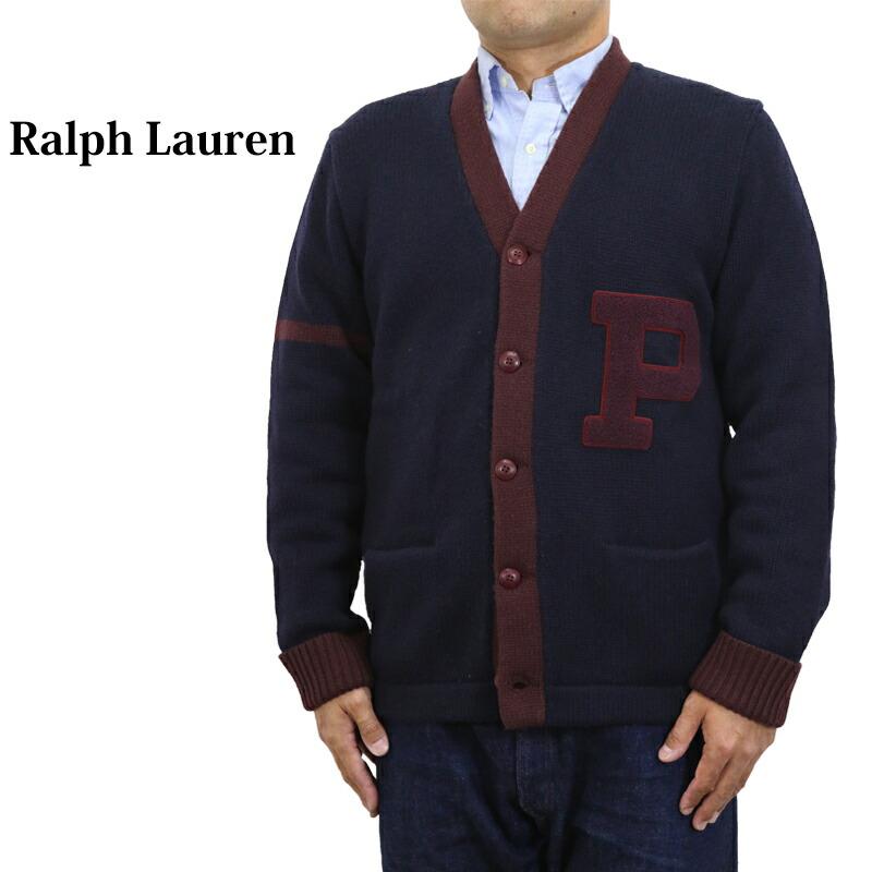 폴로 랄프로렌 맨즈 울 레터드 가디건 POLO RALPH LAUREN MENS WOOL LETTERED CARDIGAN SWEATER US